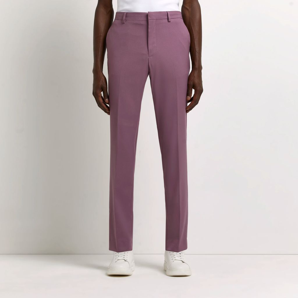 Mens River Island Pink Super Skinny Fit Suit Trousers
