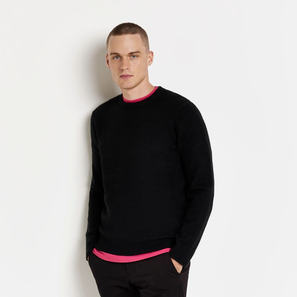 Mens River Island Black Slim Fit Soft Touch Knitted Jumper