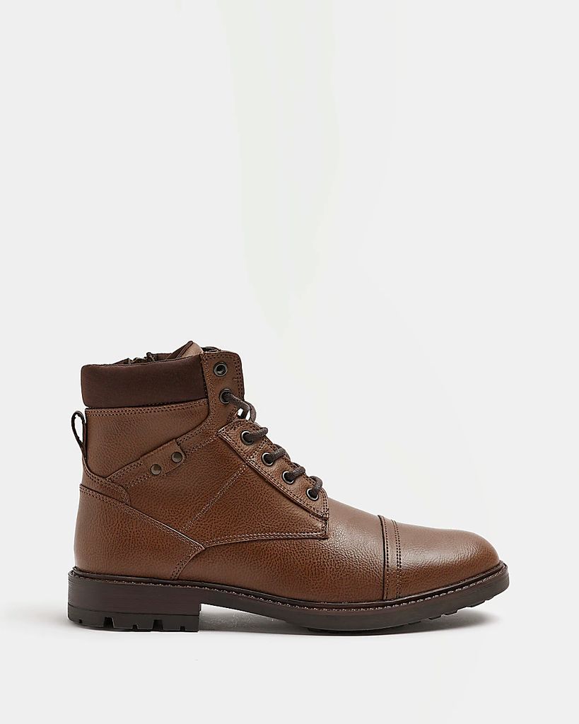 Mens River Island Brown Lace Up Boots