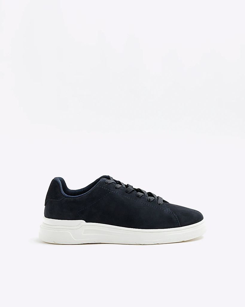 Mens River Island Navy Suede Lace Up Trainers