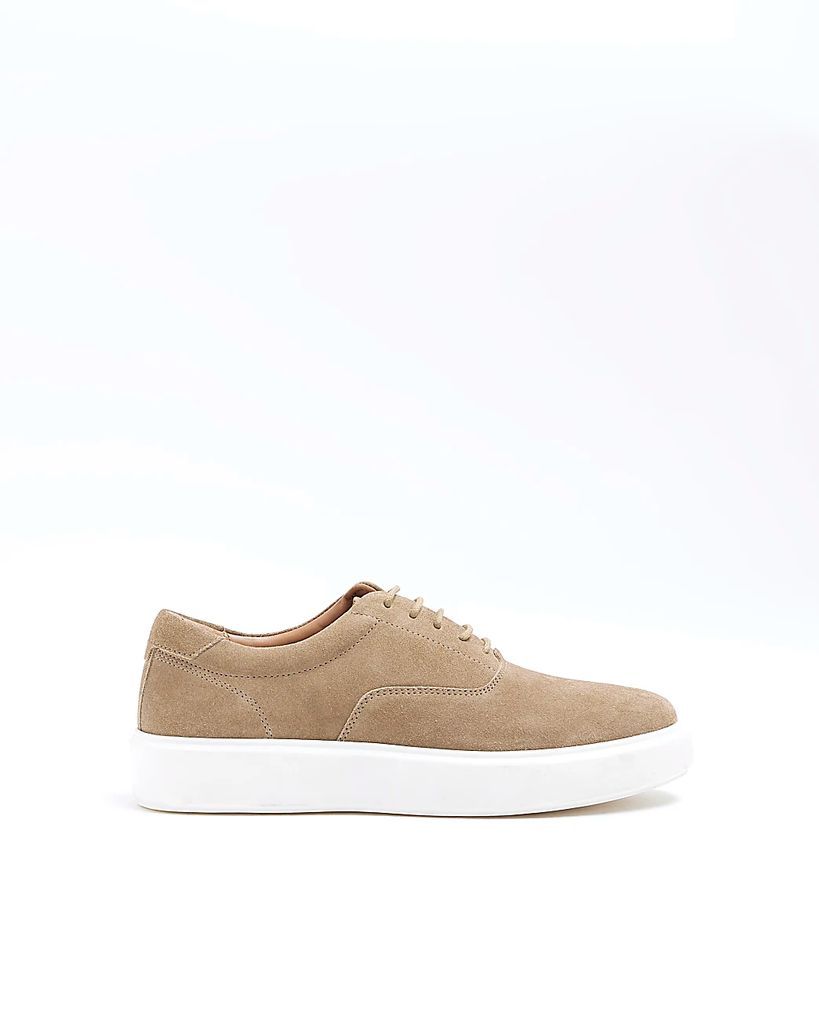 Mens River Island Beige Suedette Lace Up Trainers