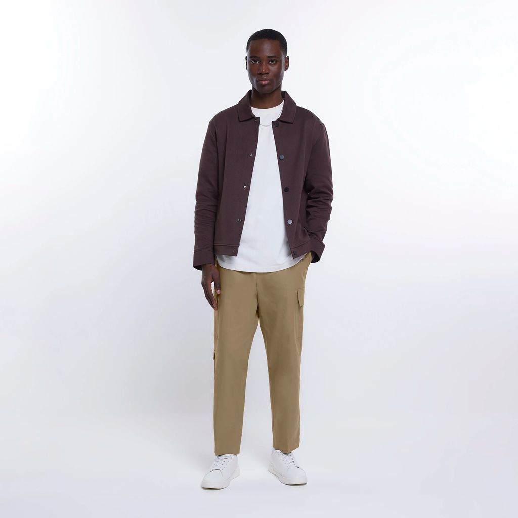 Mens River Island Beige Slim Fit Cargo Trousers