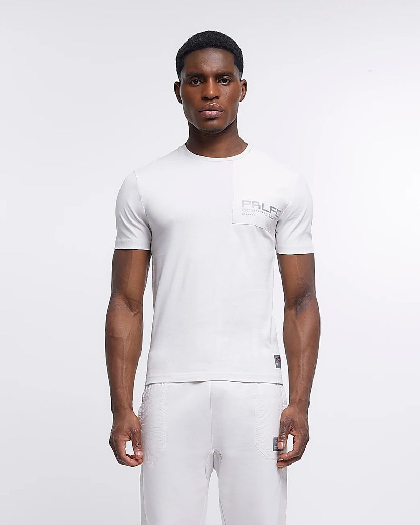 Mens River Island Grey Prolific Sport Muscle Fit T-Shirt