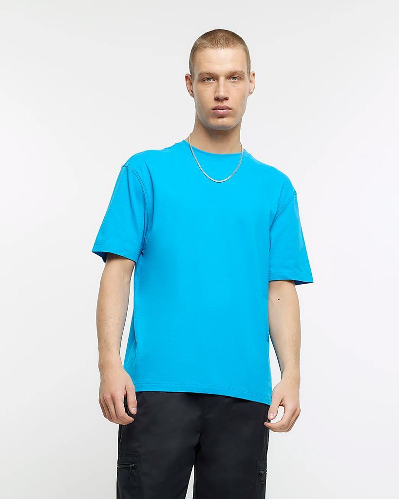 Mens River Island Blue Regular Fit T-Shirt