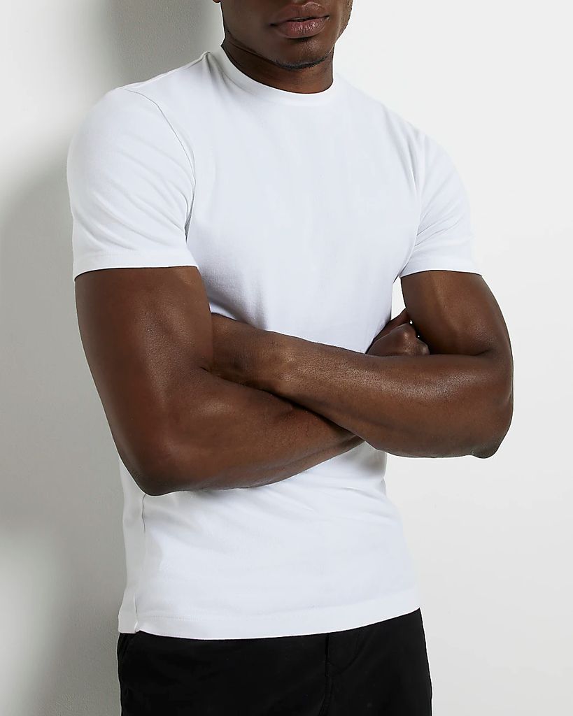 Mens River Island White Muscle Fit T-Shirt
