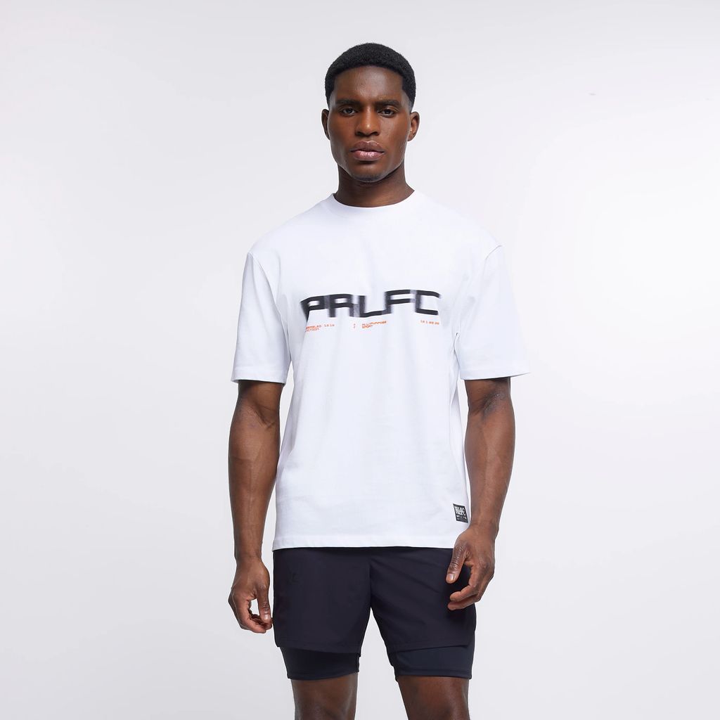Mens River Island White Prolific Sport Blurred Graphic T-Shirt