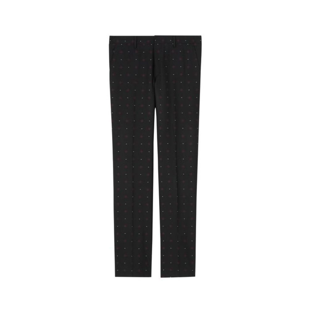 Burberry Classic Fit Fil Coupe Wool Cotton Tailored Trousers