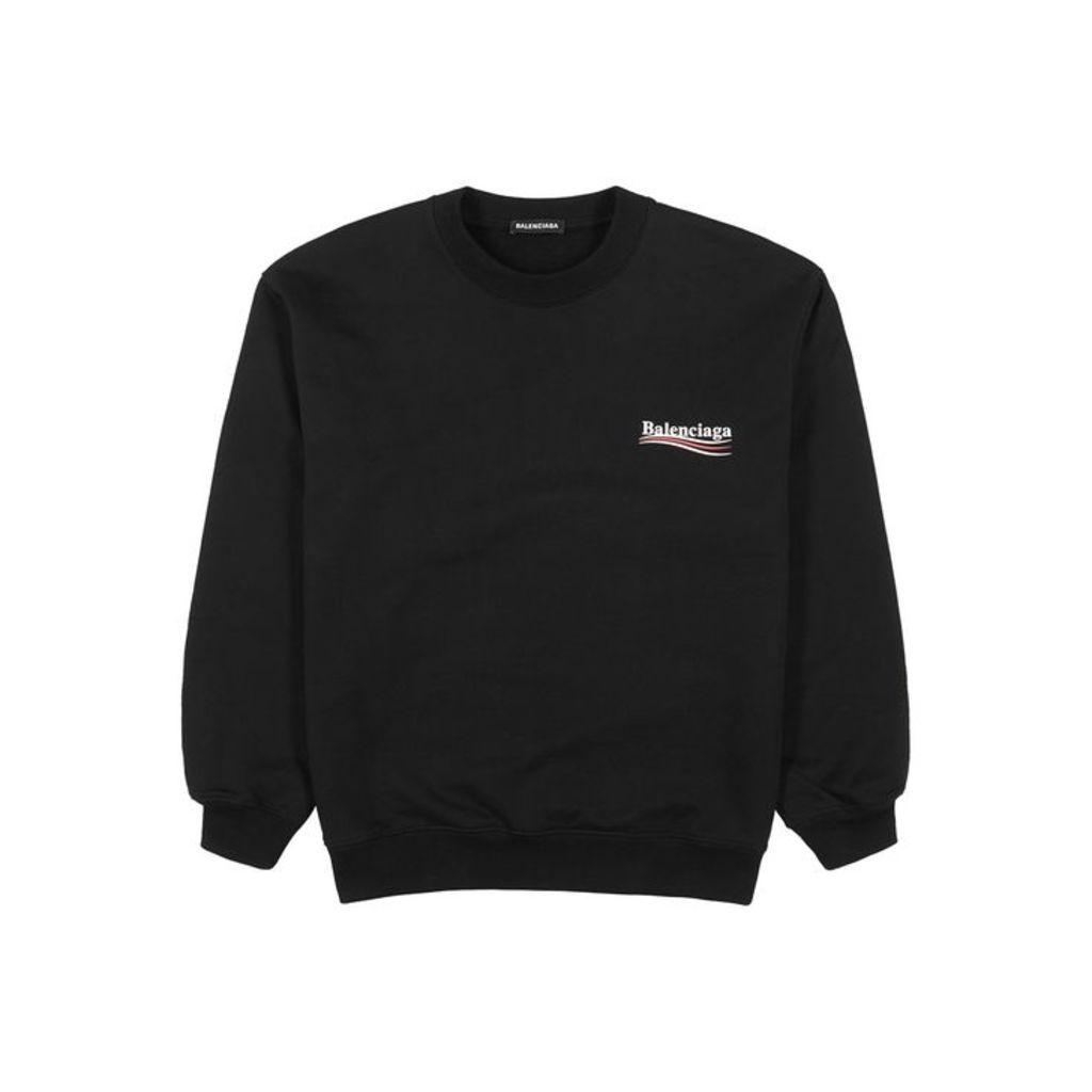 Balenciaga Black Logo-print Cotton Sweatshirt