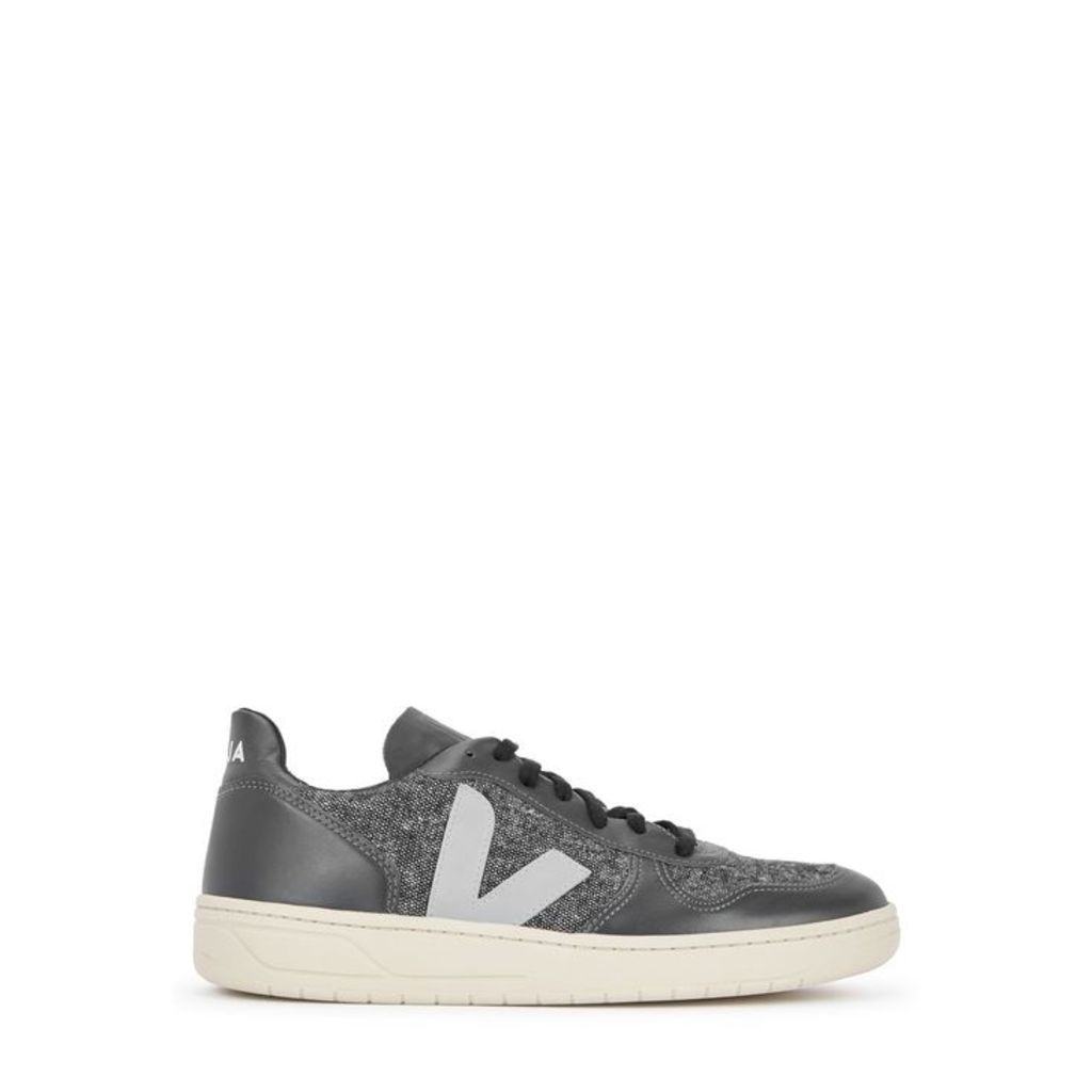 Veja Grey Flanel And Leather Sneakers