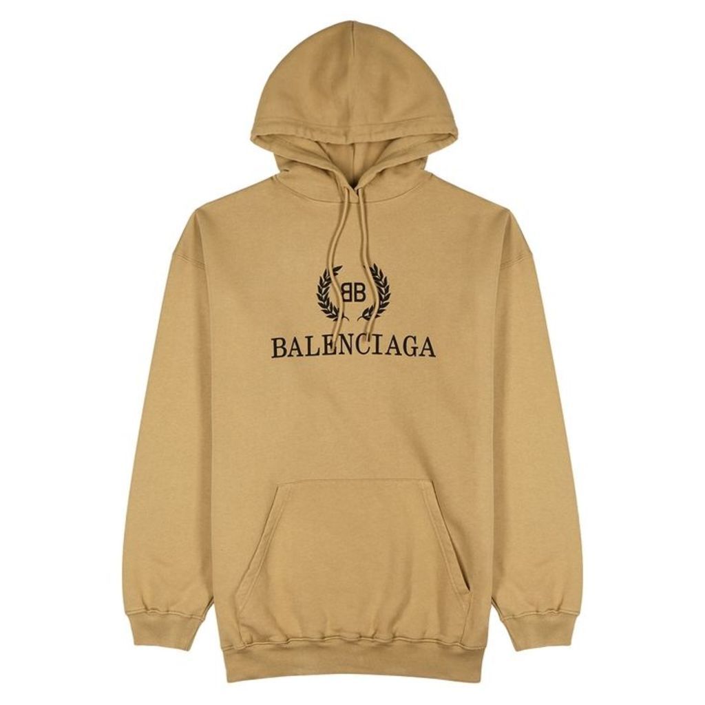 Balenciaga Camel Logo Hooded Cotton Sweatshirt