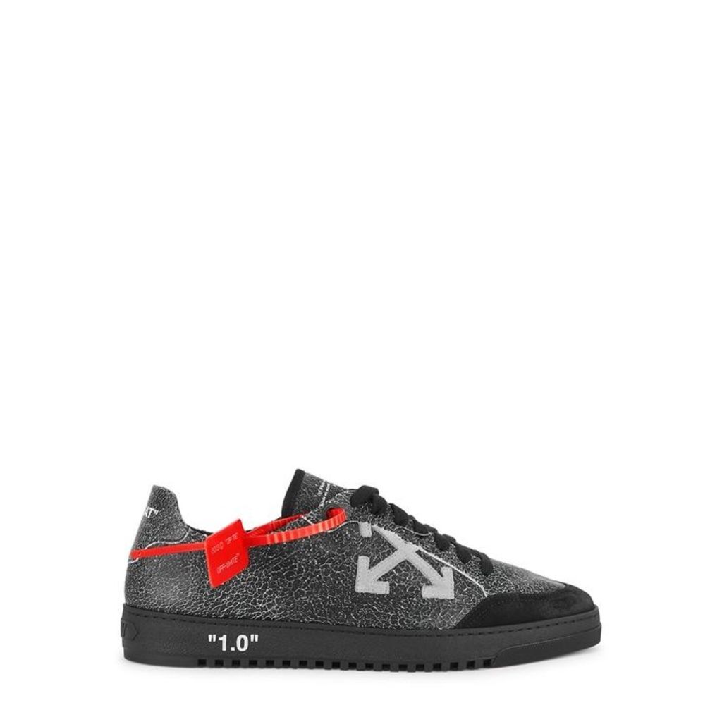 Off-White 2.0 Black Cracked Leather Sneakers