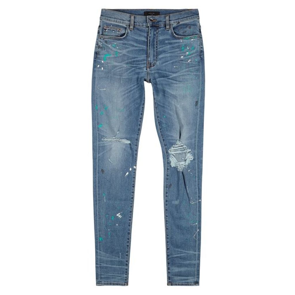Amiri Blue Distressed Skinny Jeans