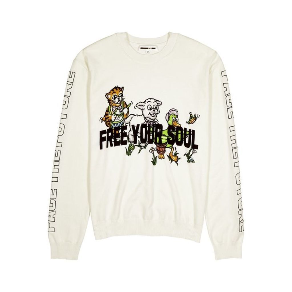 McQ Alexander McQueen Free Your Soul Ivory Cotton Sweatshirt