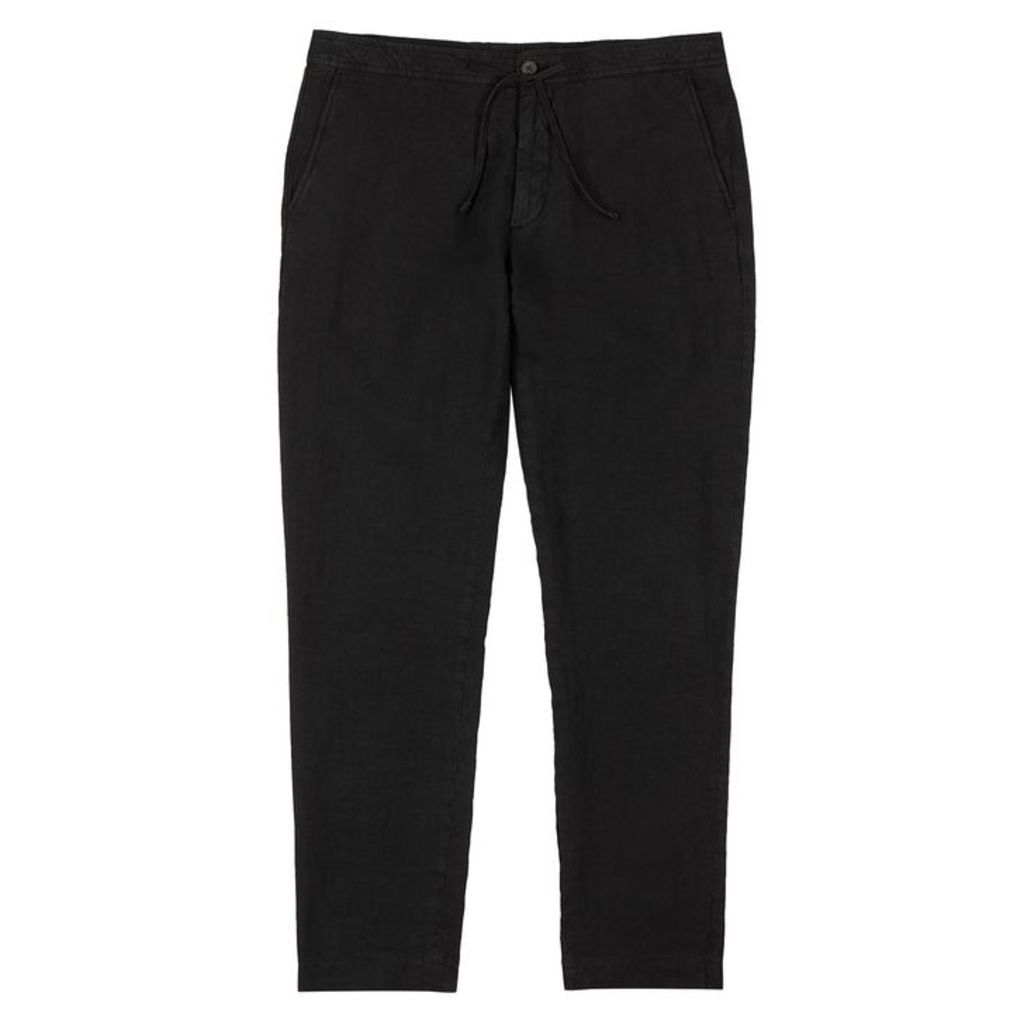 NN07 Black Straight-leg Linen Trousers