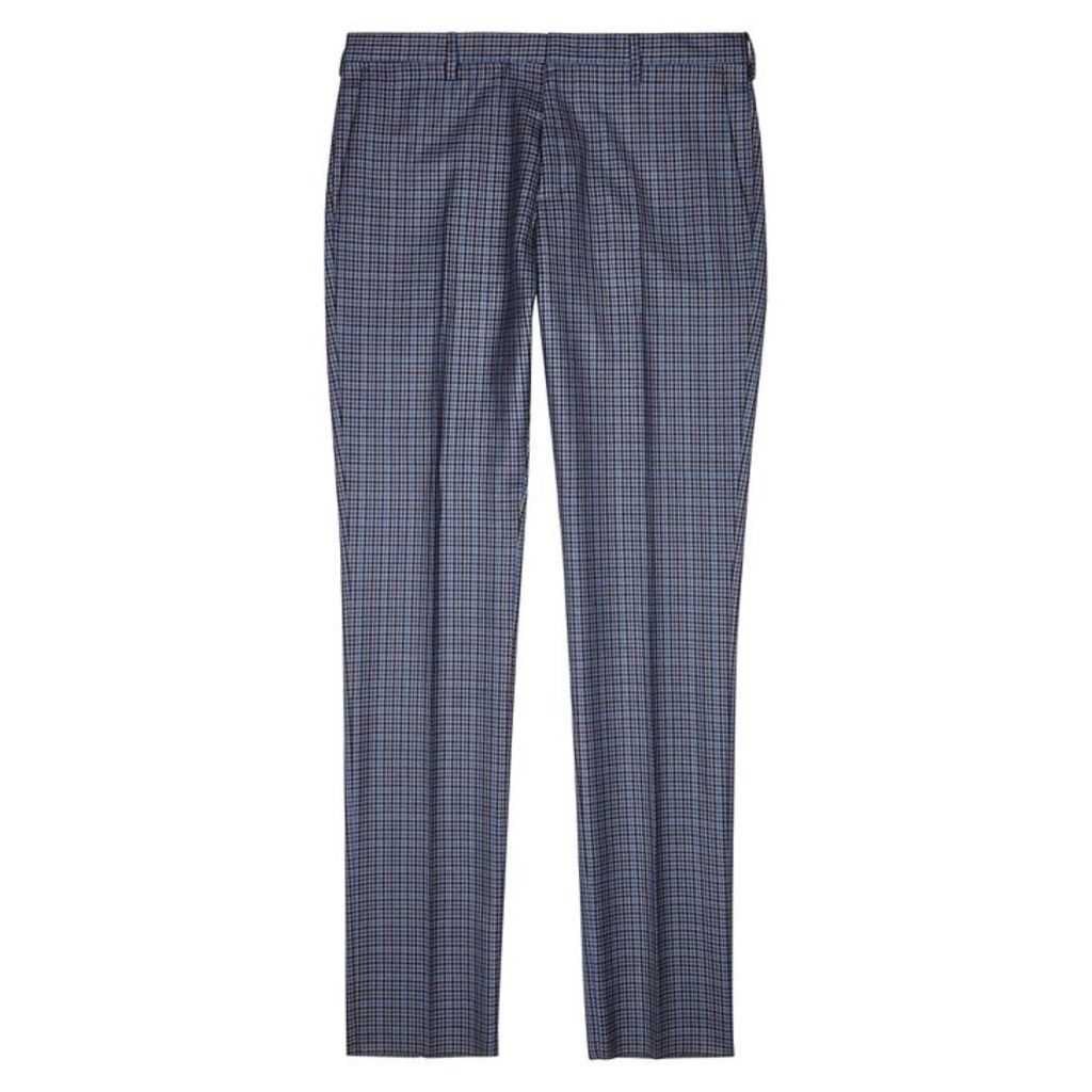Paul Smith Blue Checked Wool-blend Trousers