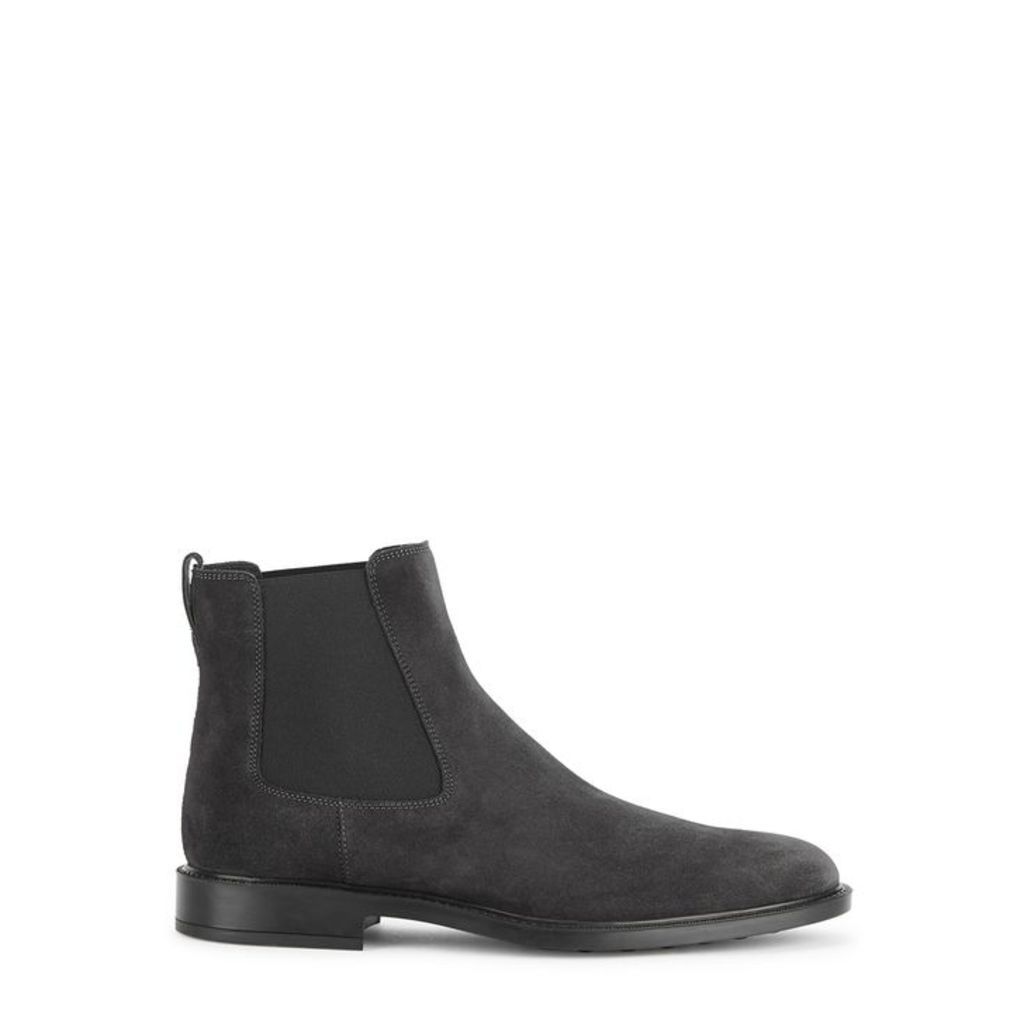 Tod's Charcoal Suede Chelsea Boots