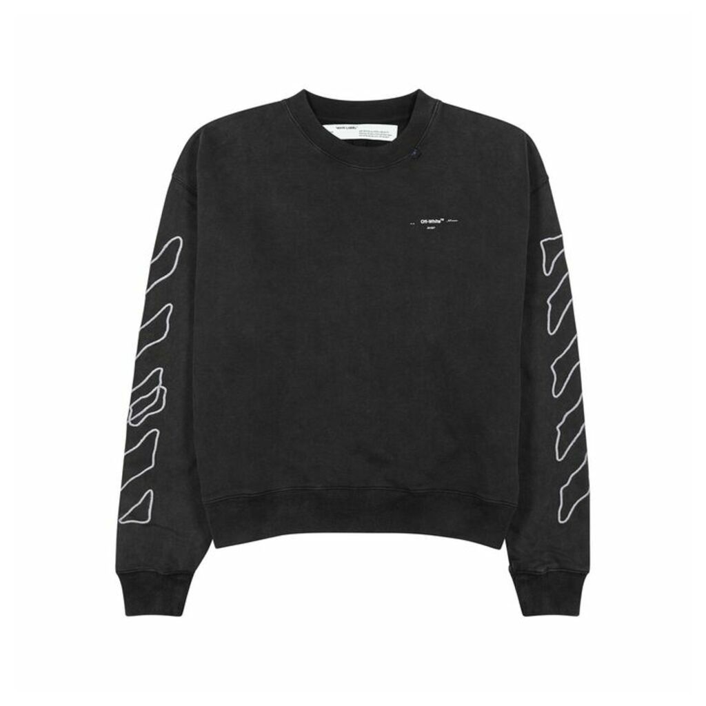 Off-White Abstract Arrows Embroidered Cotton Sweatshirt