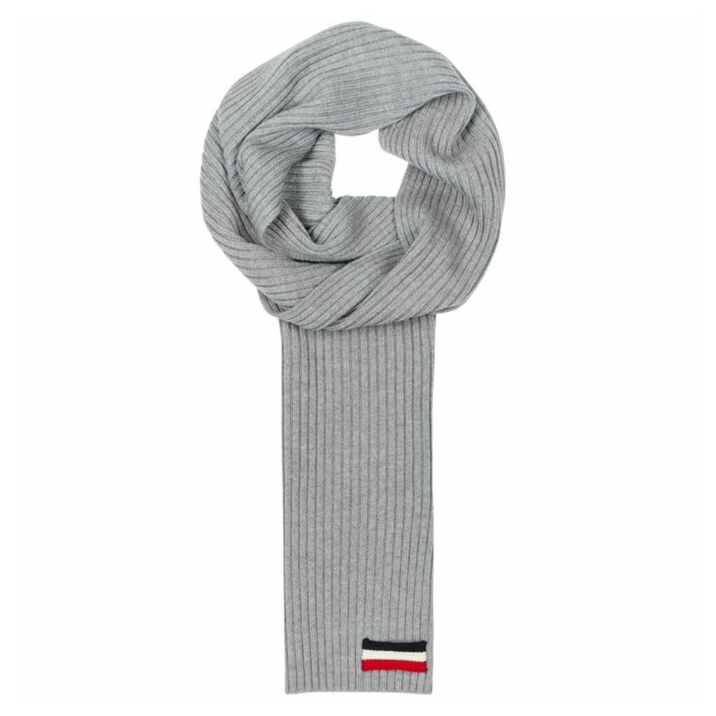 Moncler Grey Ribbed-knit Wool Scarf