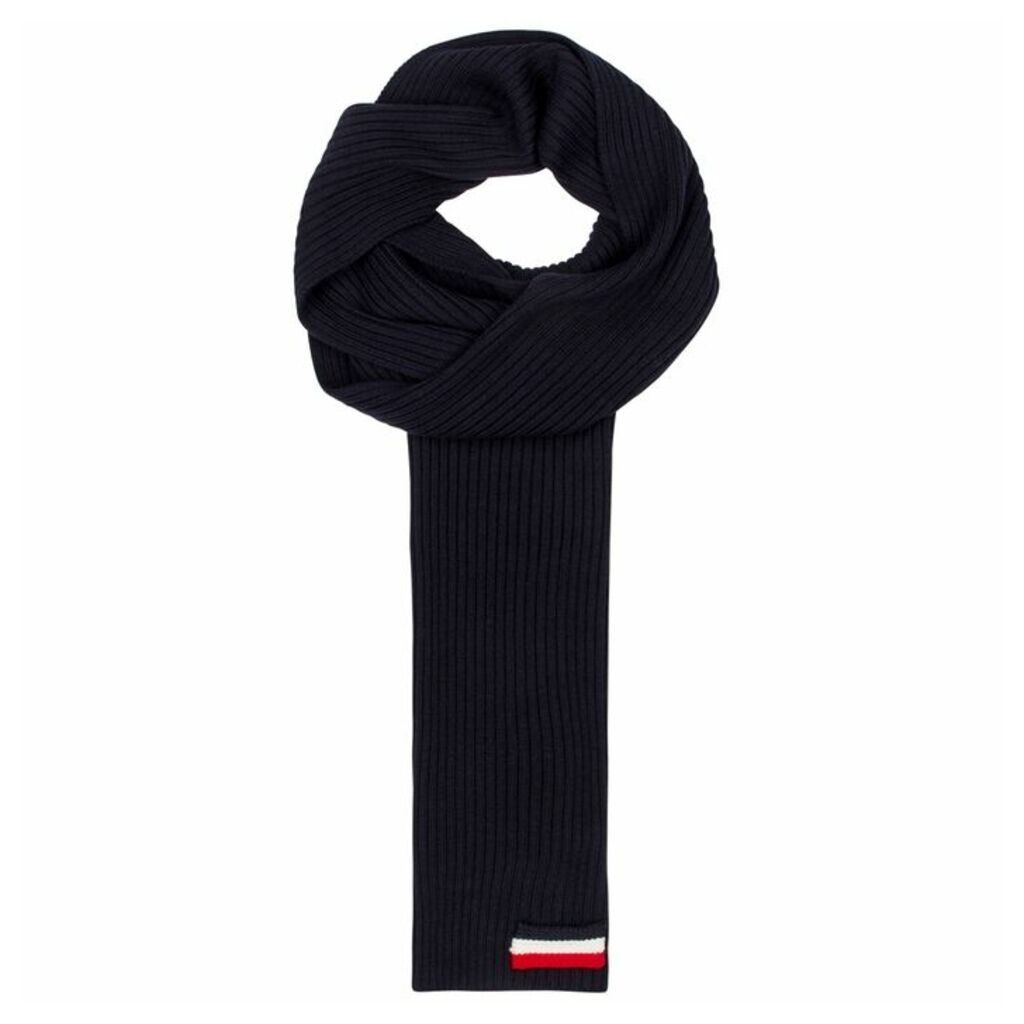 Moncler Navy Ribbed-knit Wool Scarf