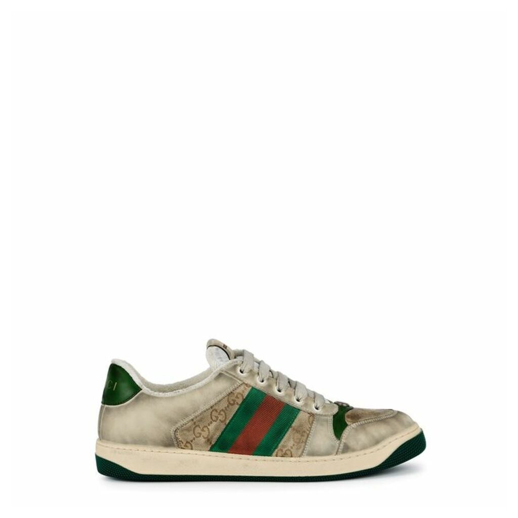 Gucci Screener GG Distressed Leather Sneakers