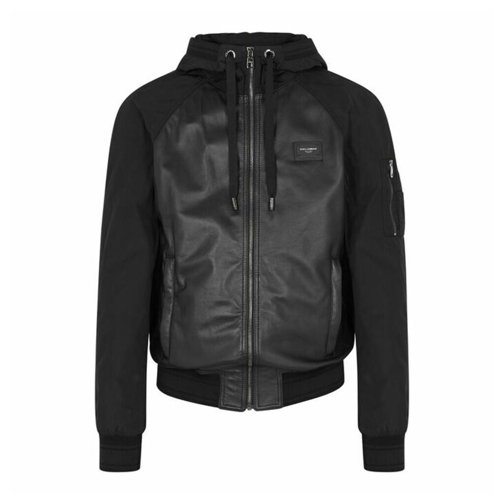 Dolce & Gabbana Black Leather And Shell Jacket