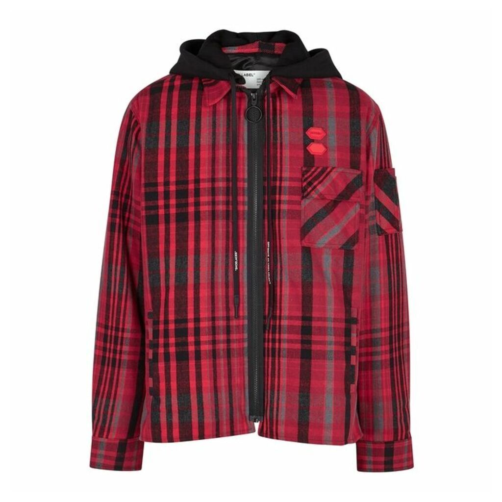 Off-White Red Checked Brushed Flannel Jacket