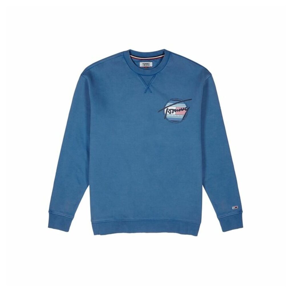 Tommy Jeans Blue Printed Cotton Sweatshirt