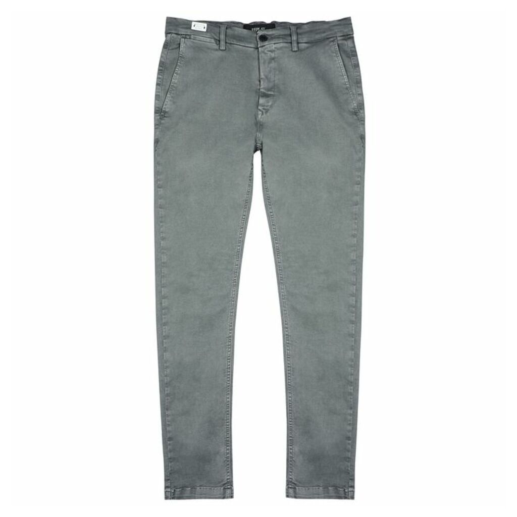 Replay Grey Cotton-blend Chinos