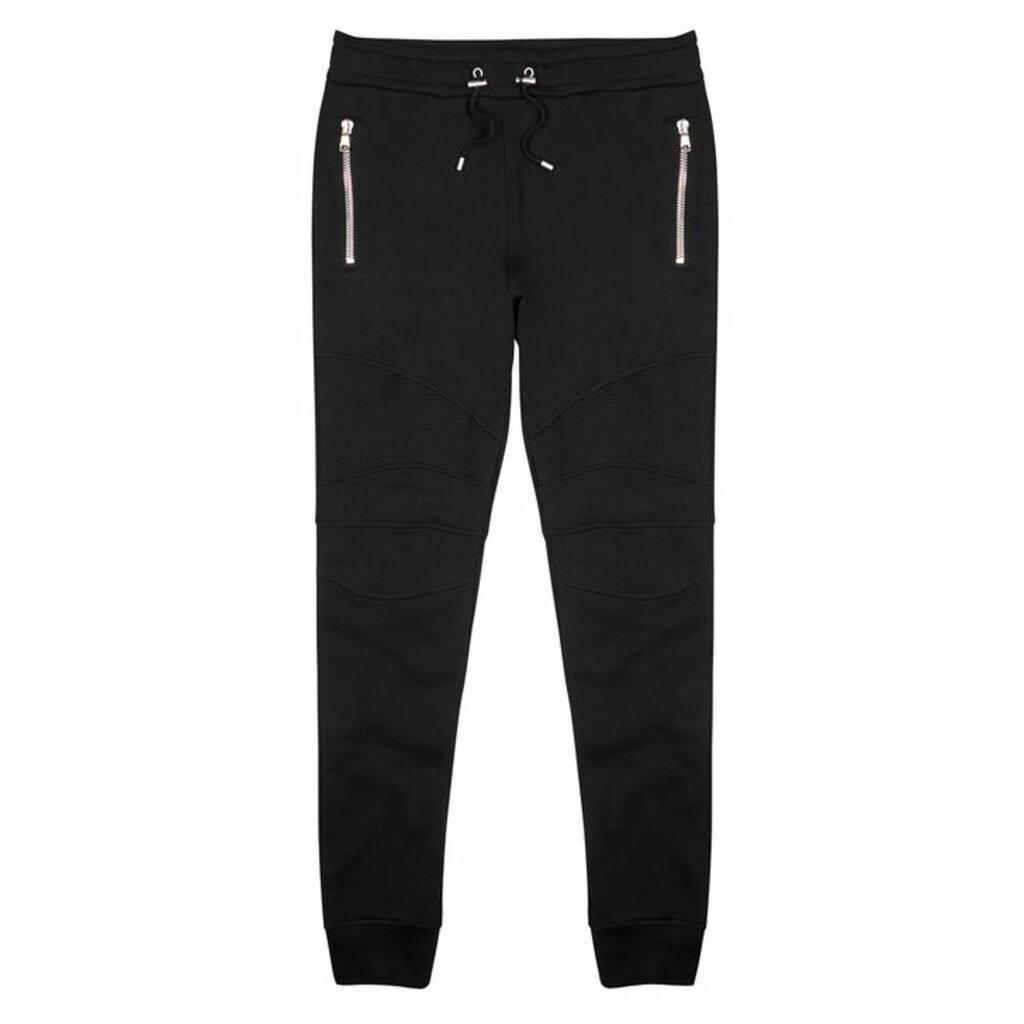 Balmain Black Panelled Cotton Sweatpants