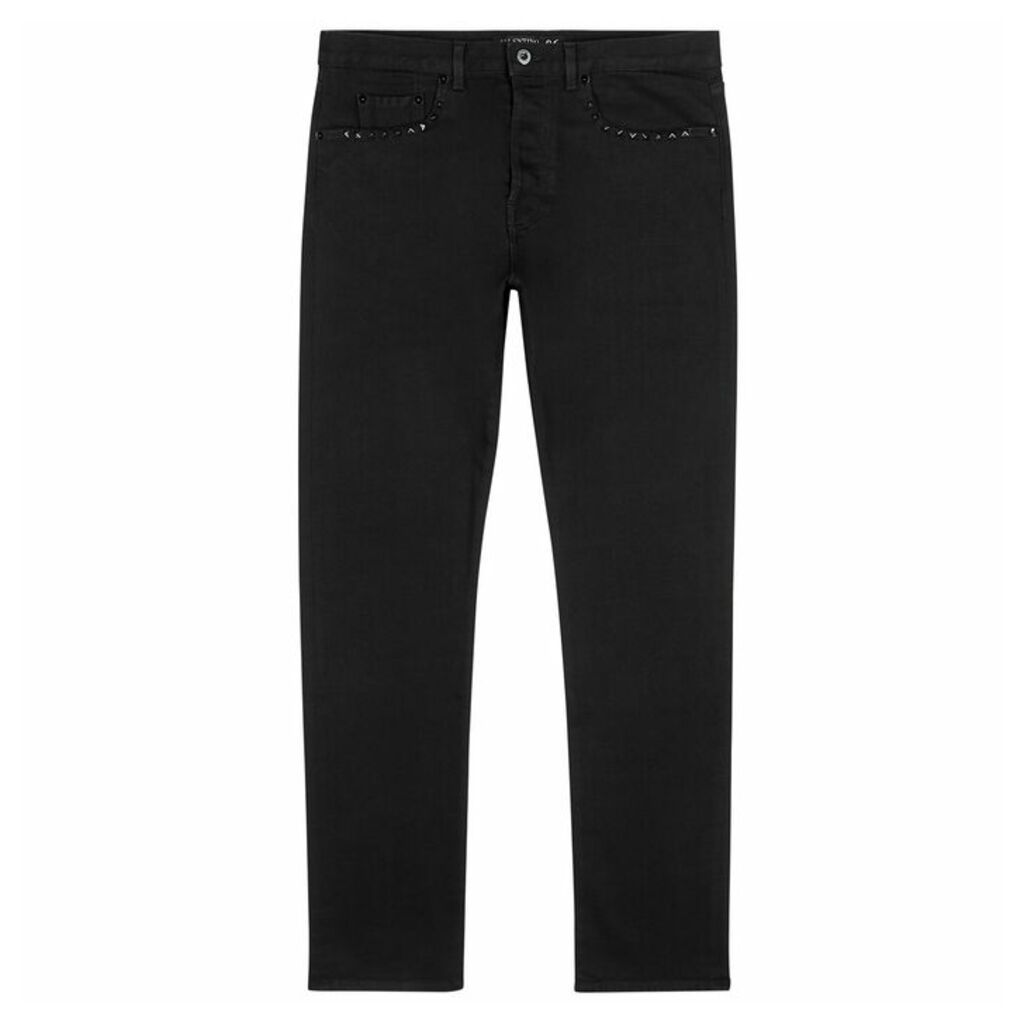 Valentino Black Studded Slim-leg Jeans