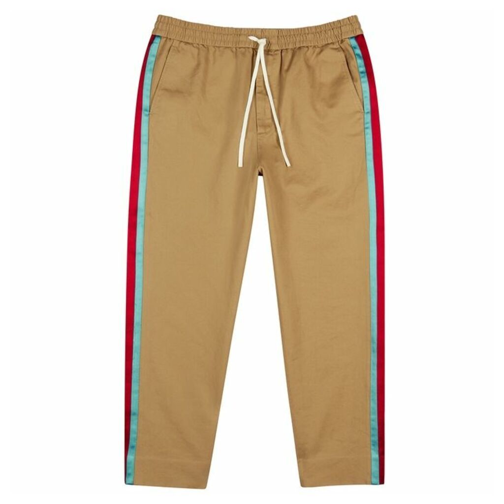 Gucci Camel Stripe-panelled Cotton Trousers