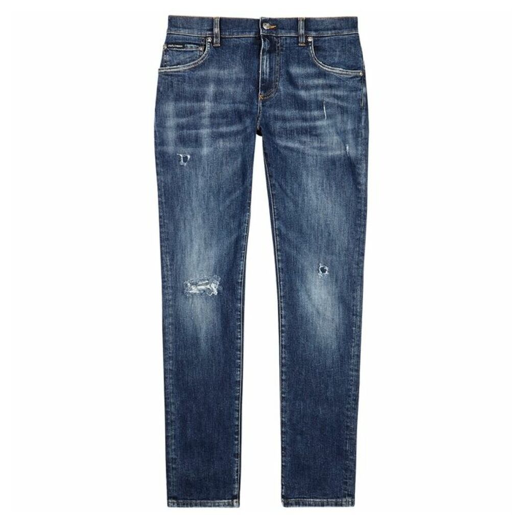 Dolce & Gabbana Blue Distressed Skinny Jeans