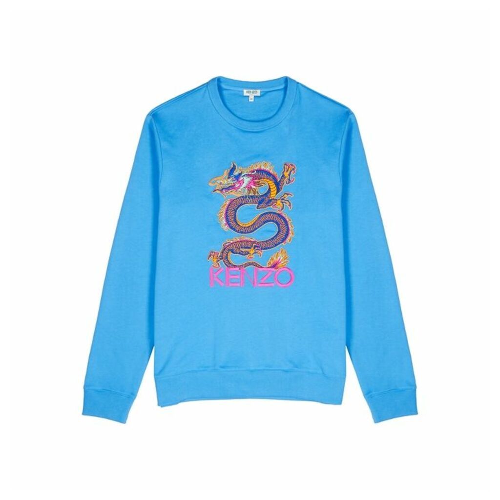 Kenzo Blue Dragon-embroidered Cotton Sweatshirt