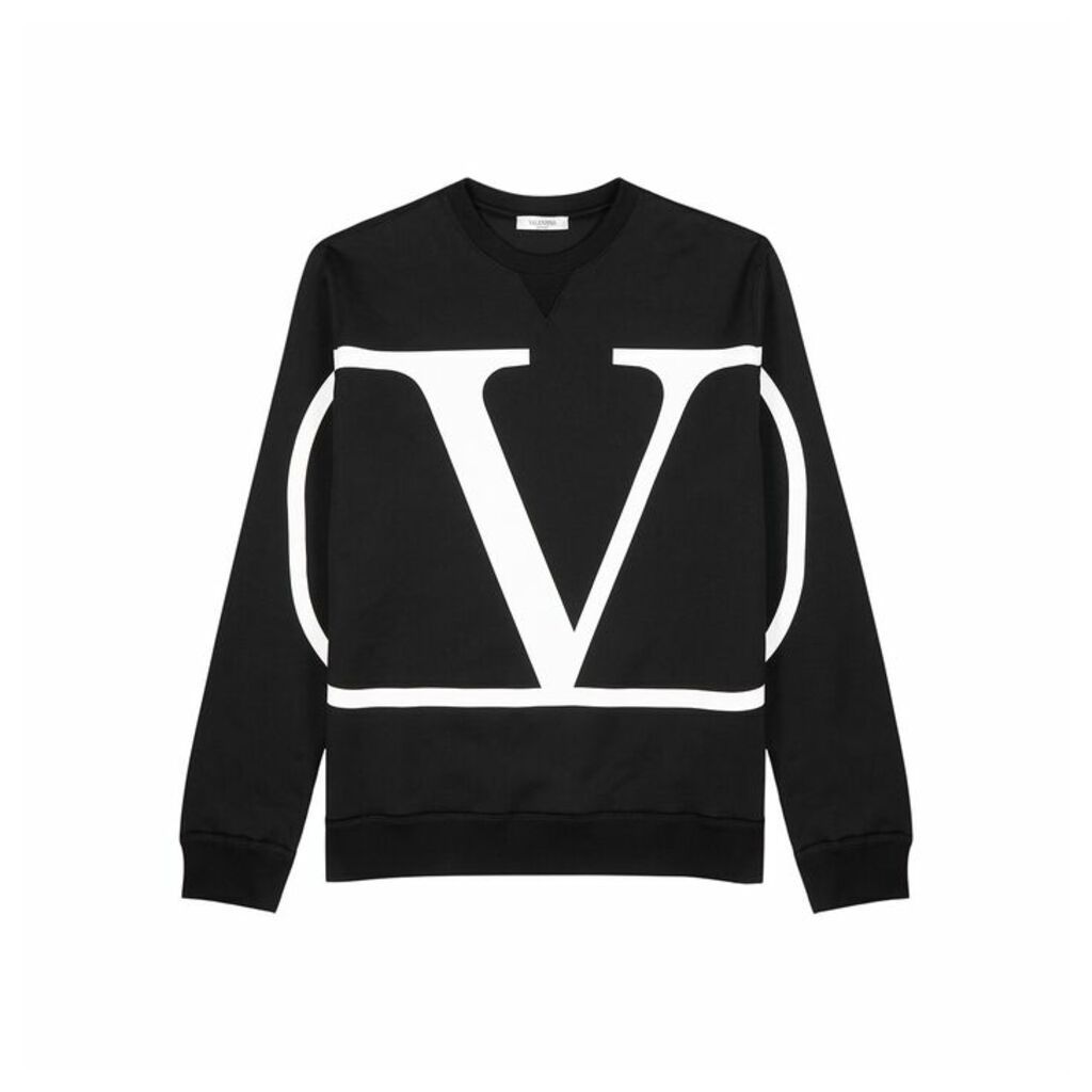 Valentino Black Logo-print Cotton-blend Sweatshirt