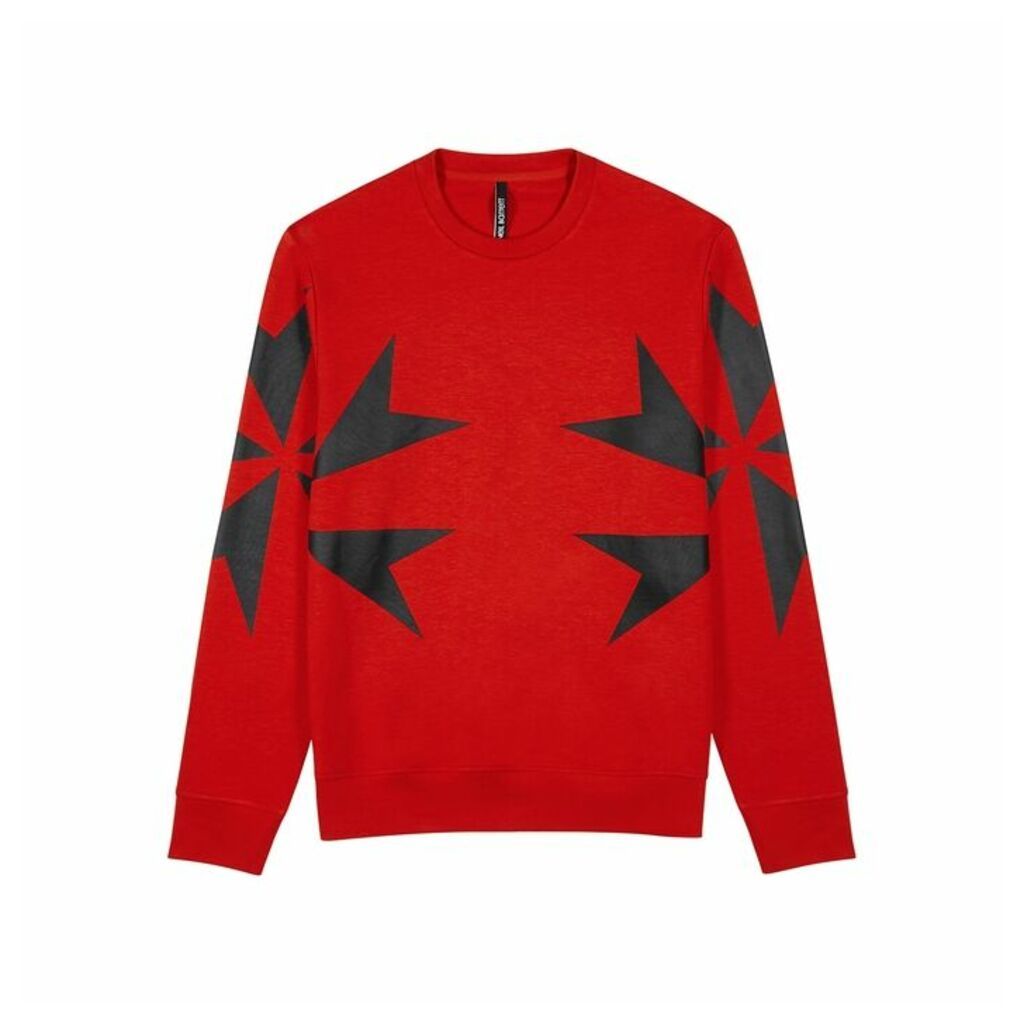Neil Barrett Red Printed Jersey Sweatshirt