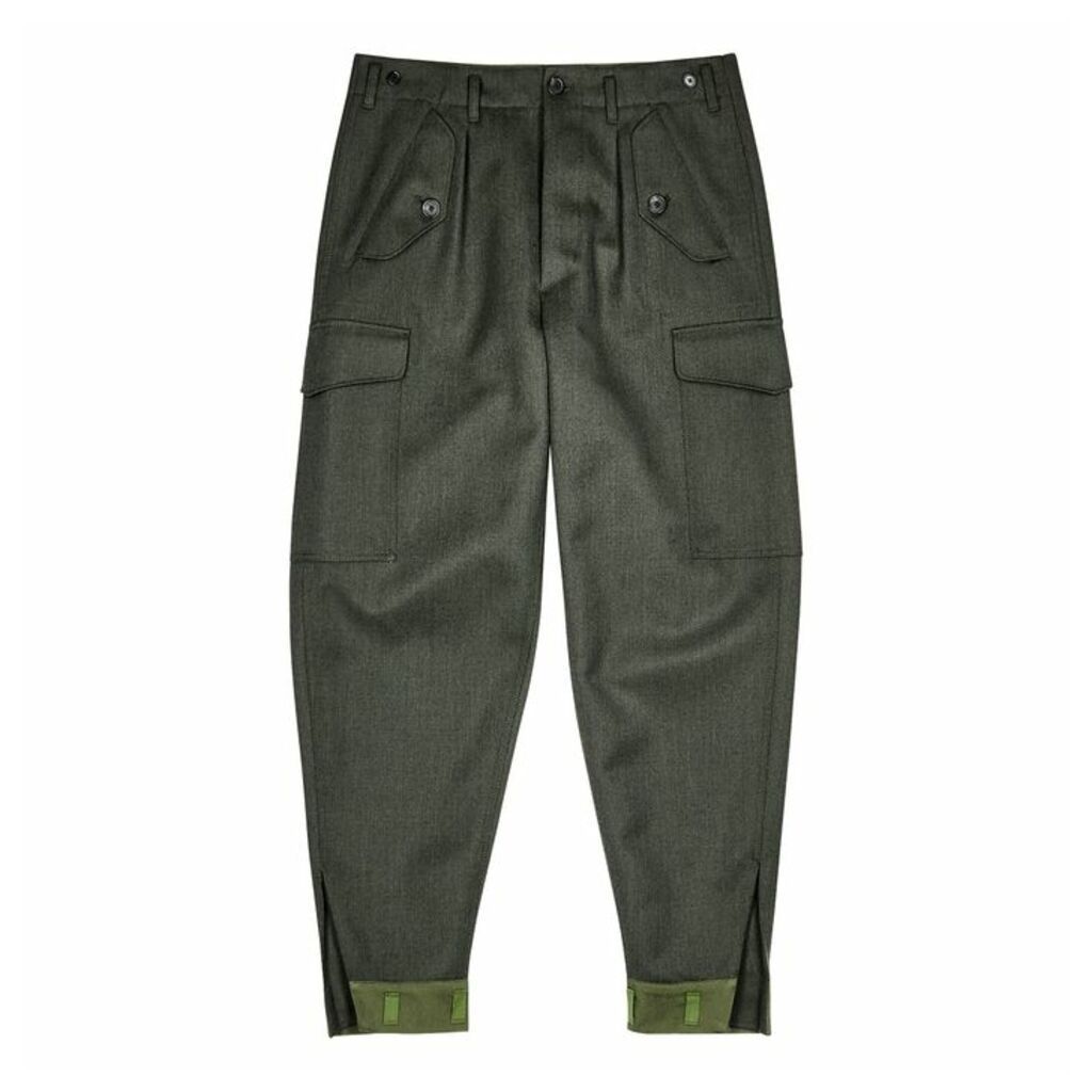 Loewe Dark Green Wool Cargo Trousers