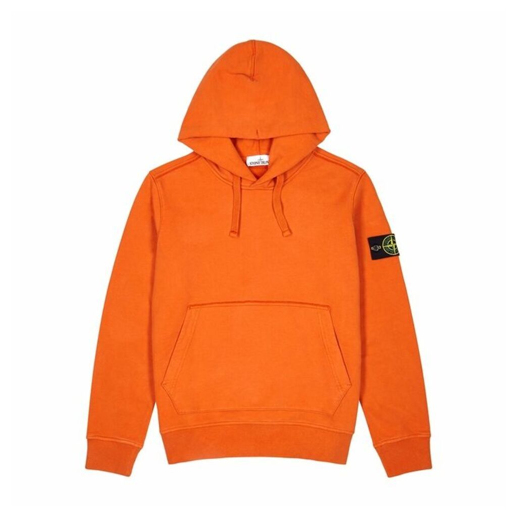 Stone Island Orange Hooded Cotton Sweatshirt