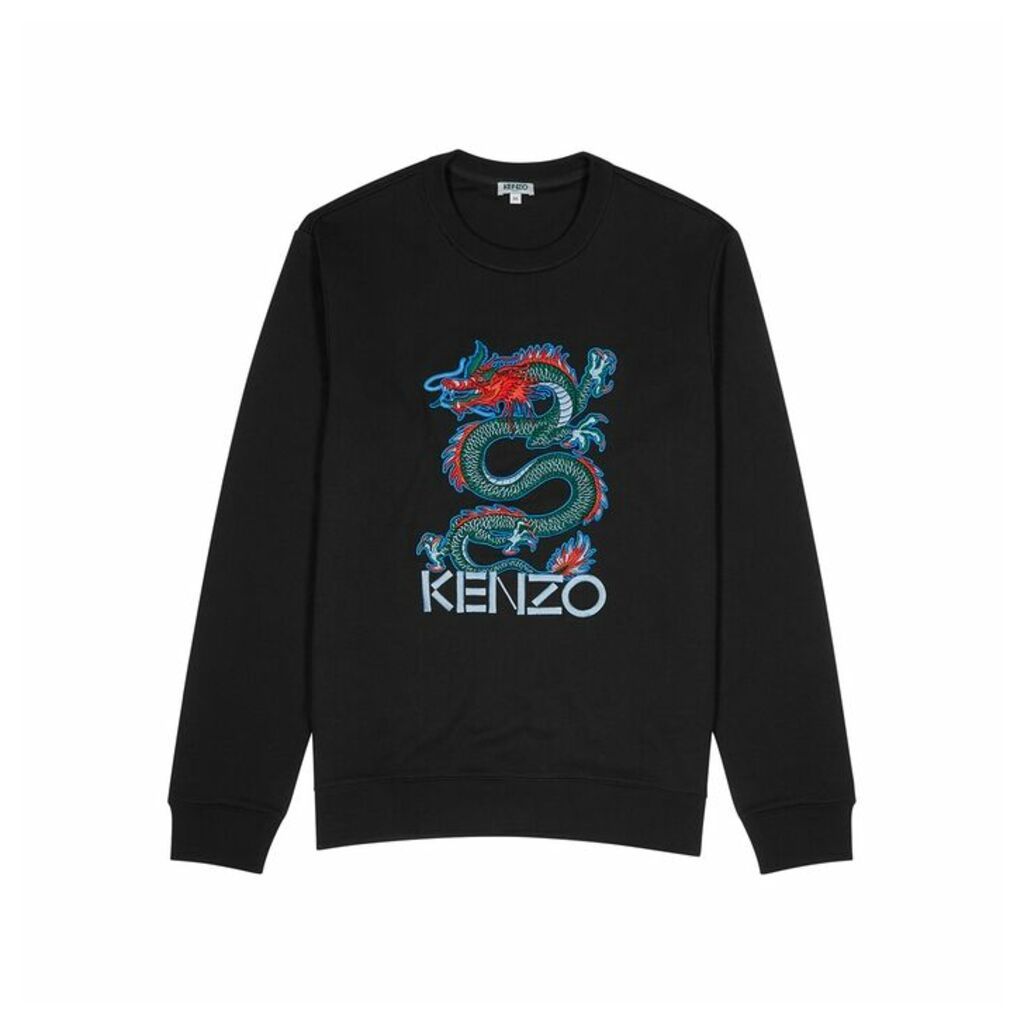Kenzo Black Dragon-embroidered Cotton Sweatshirt
