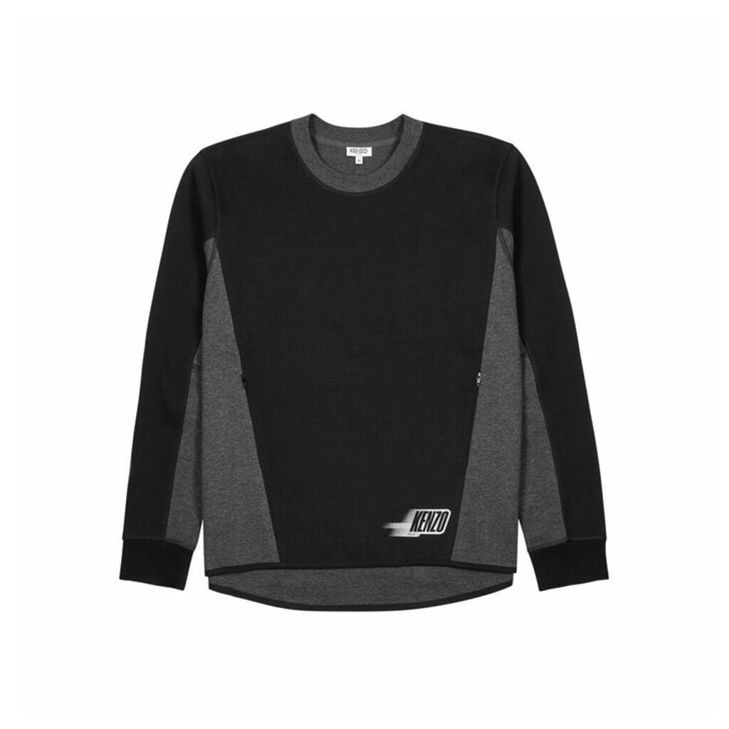 Kenzo Black Panelled Cotton-blend Sweatshirt