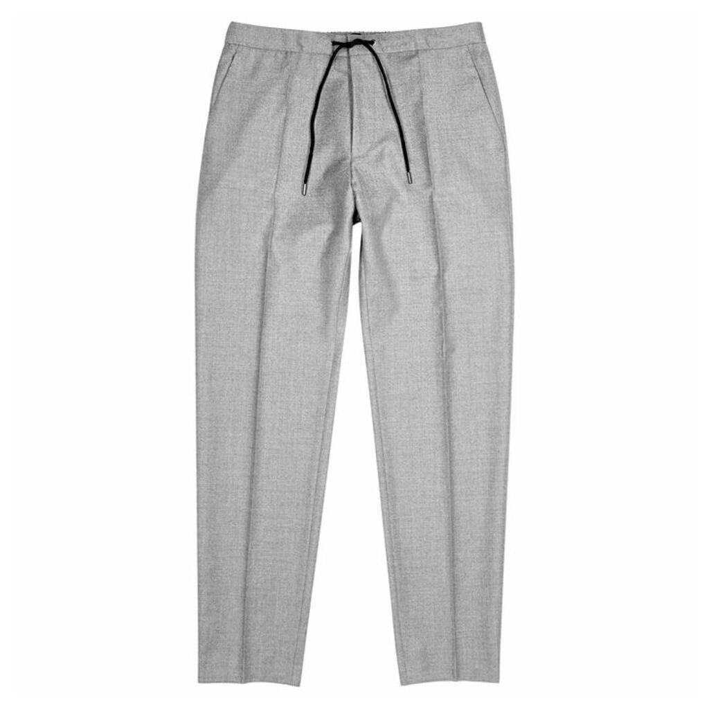 BOSS Light Grey Tapered Wool Trousers