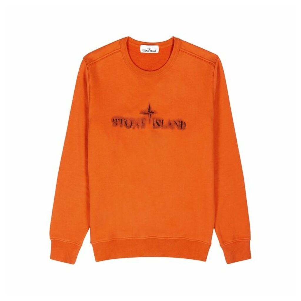 Stone Island Orange Logo Cotton Sweatshirt