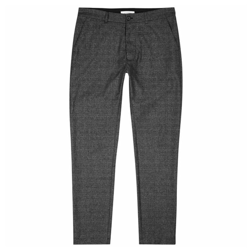 Samsøe & Samsøe Andy X Grey Checked Wool-blend Trousers