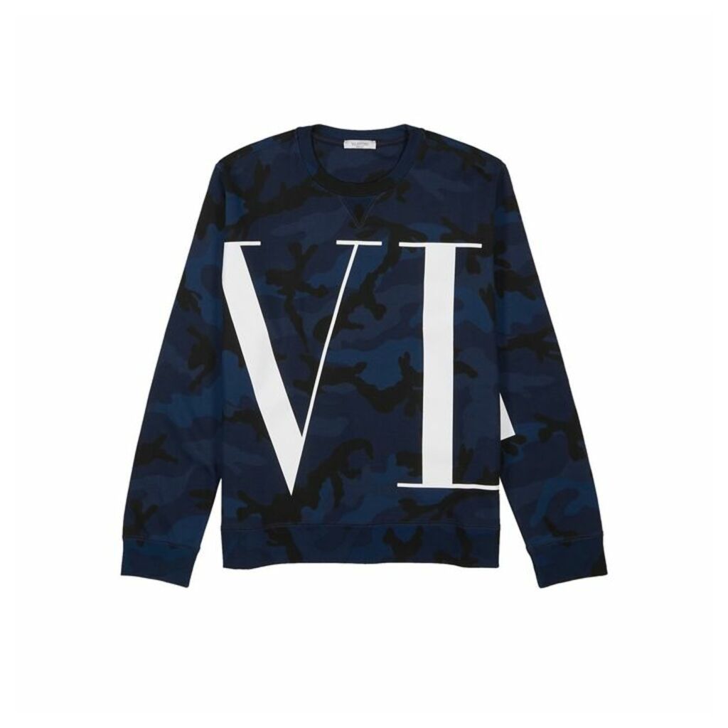 Valentino VLTN Camouflage-print Cotton-blend Sweatshirt