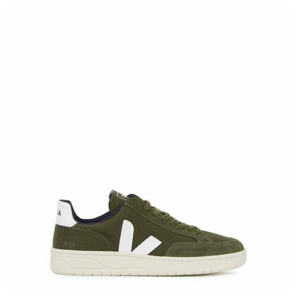 Veja V-12 Army Green Suede Sneakers