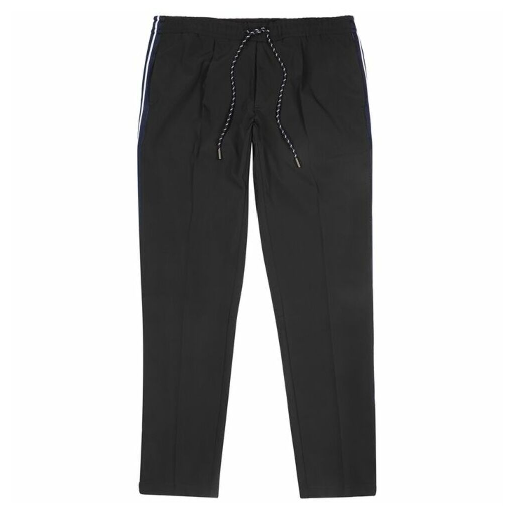 BOSS Navy Tapered Stretch-twill Trousers