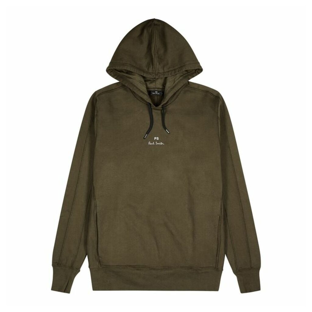 PS By Paul Smith Dark Olive Hooded Cotton Sweatshirt