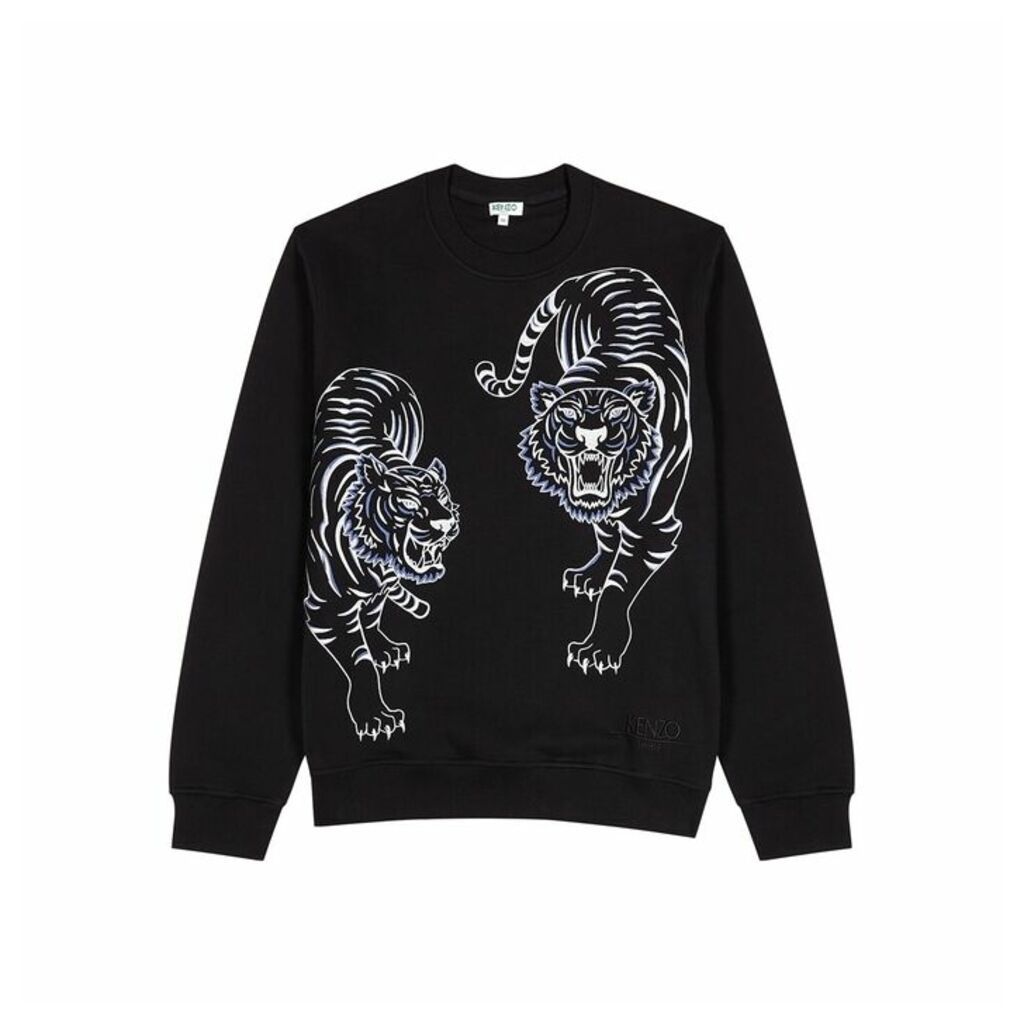 Kenzo Black Tiger-embroidered Cotton Sweatshirt