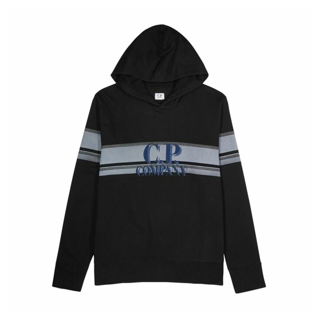 C.P. Company Black Logo Hooded Cotton Sweatshirt