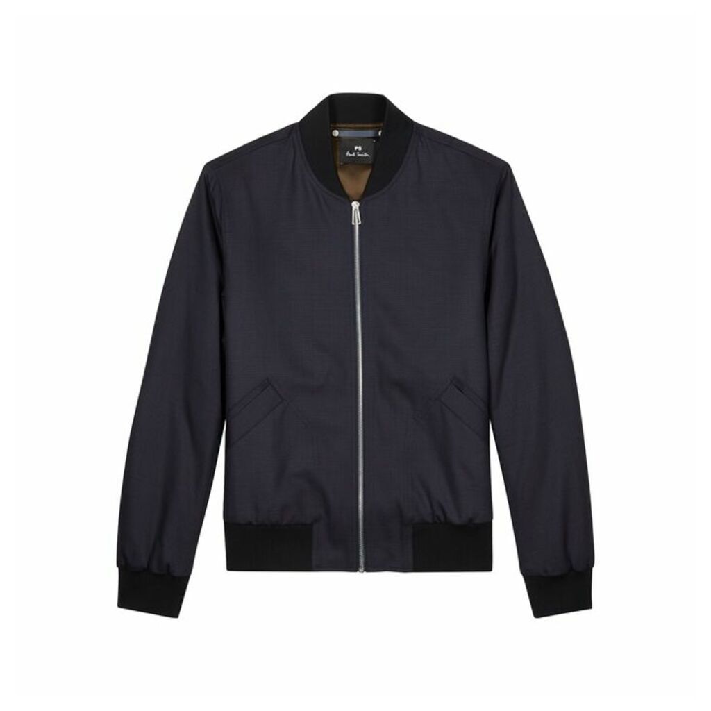 PS By Paul Smith Navy Stretch-wool Bomber Jacket