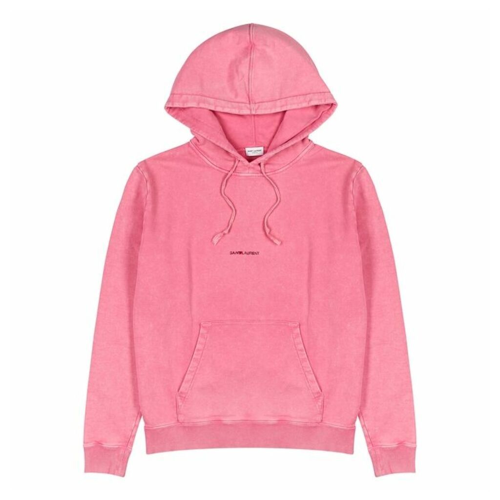 Saint Laurent Pink Logo Hooded Cotton Sweatshirt